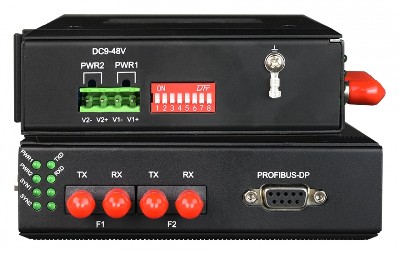 工业轨式 环网型1路Profibus-DP光端机 点对点光猫