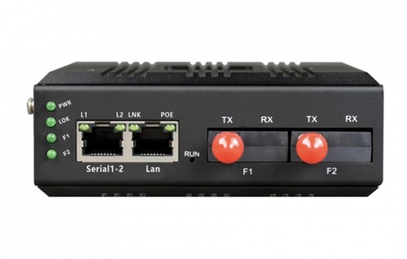 可光纤级连型2路 RS232/422/485 ModBus 串口服务器 (带 WEB 与 SNMP 网管)